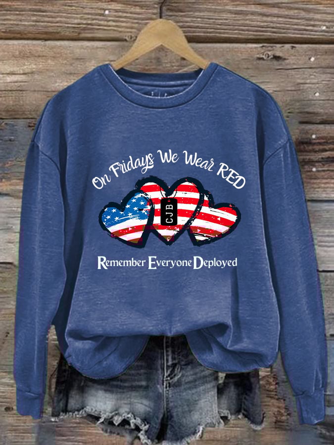 Women's On Fridays We Wear RED Printed Sweatshirt