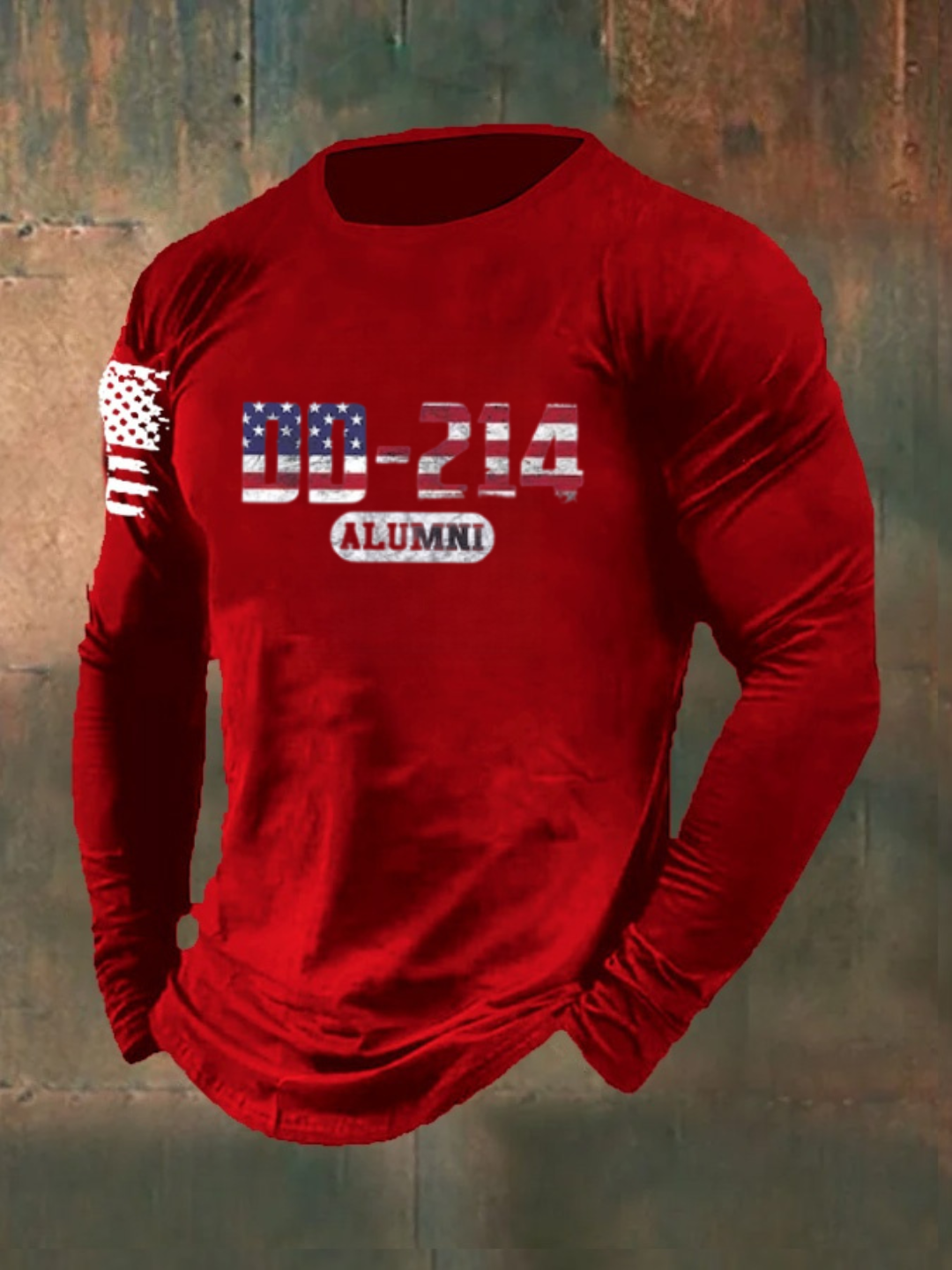 Men's  American Flag DD214 Pattern Long Sleeve T-Shirt