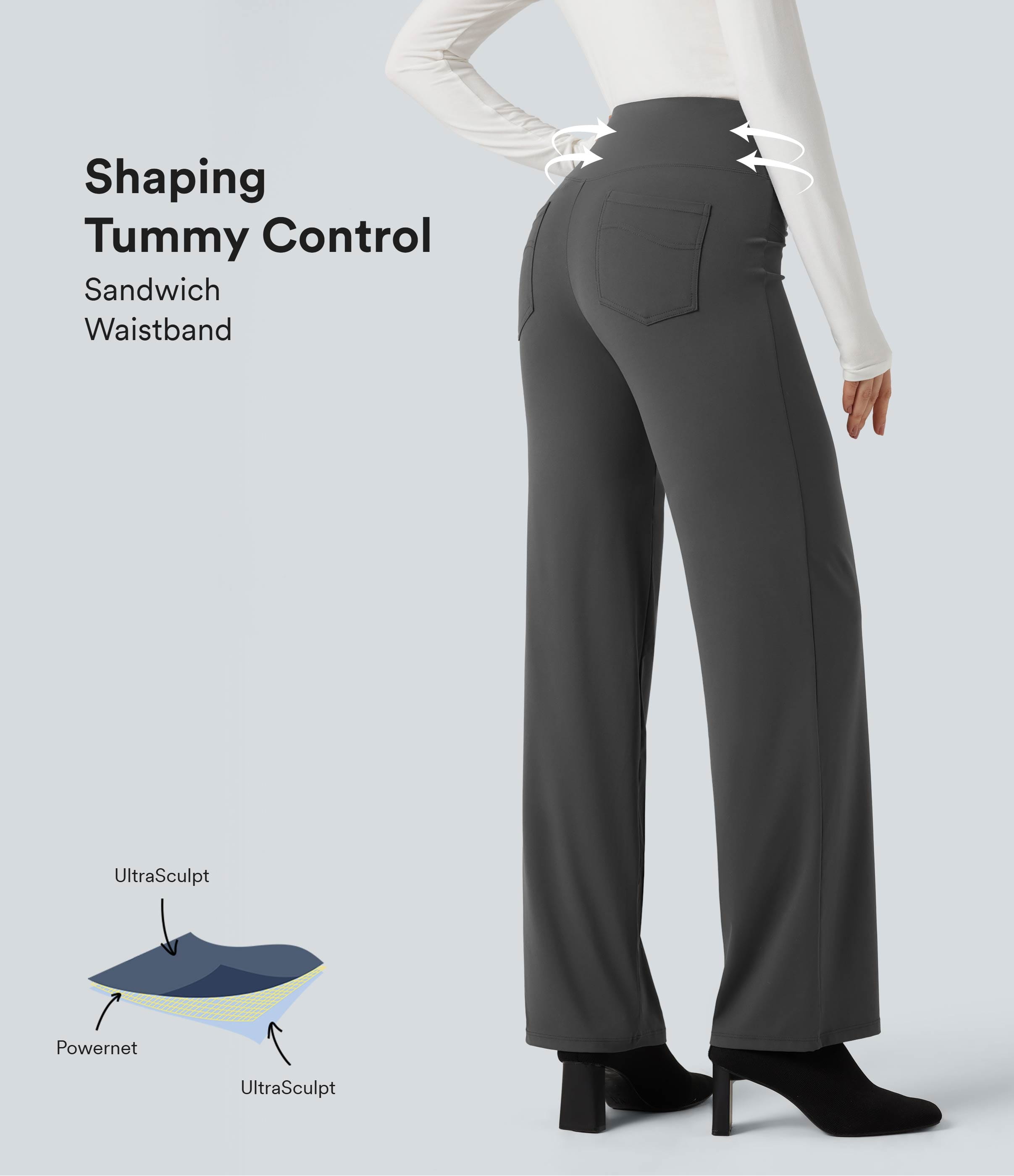 Halara UltraSculpt™ High Waisted Tummy Control Straight Leg Work Pants with Pockets