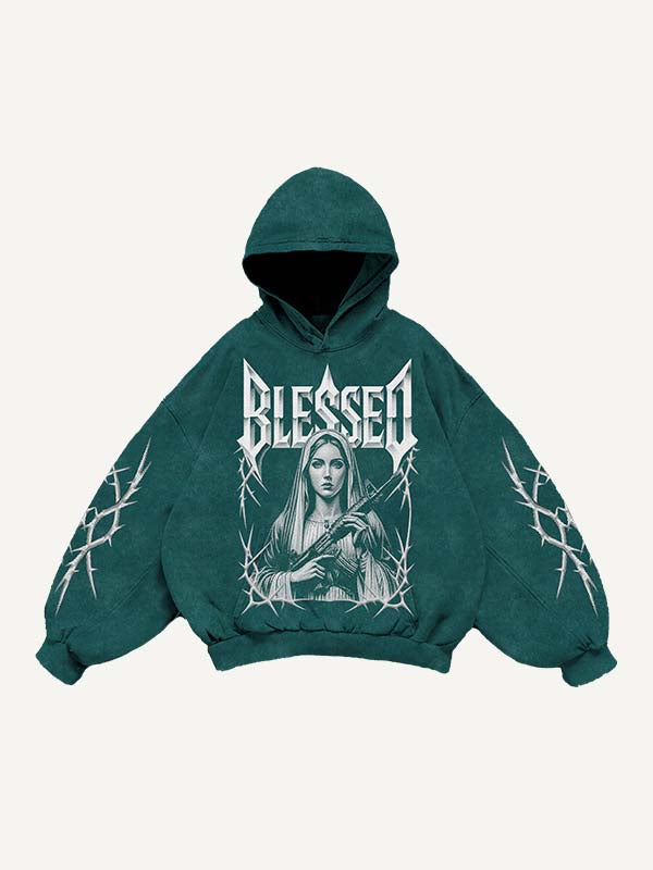 Mary&Gun&Letter&Graphic Print Slant Pockets Hoodie