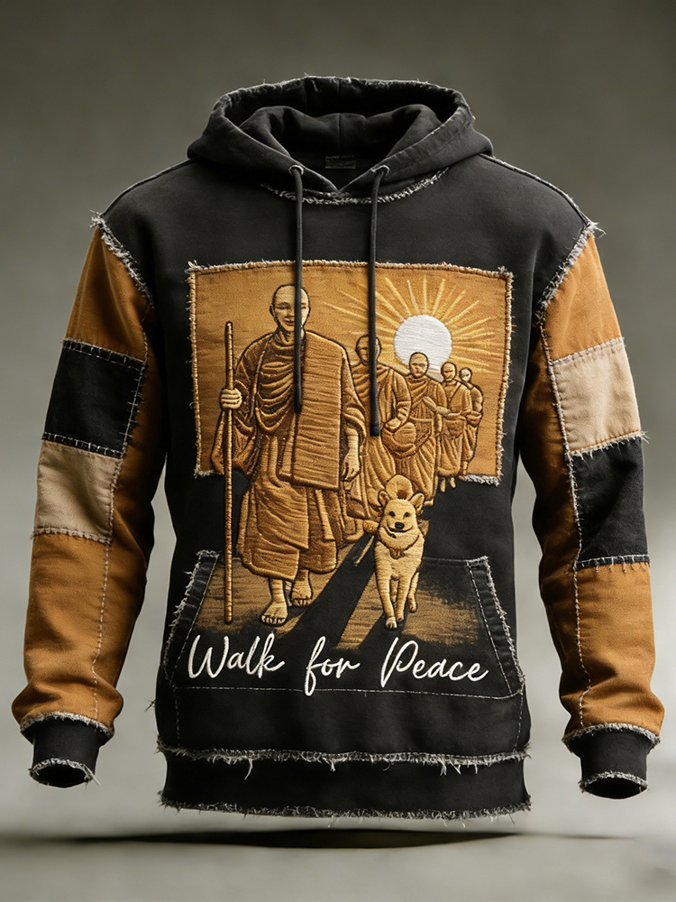 Men's Walk For Peace Art Patchwork Print Hoodie