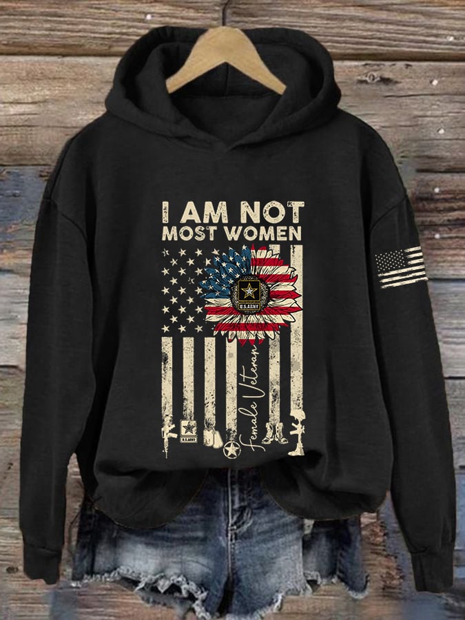 Women's I Am Not Most Women Flag Sunflower America For Female Veteran Hoodie