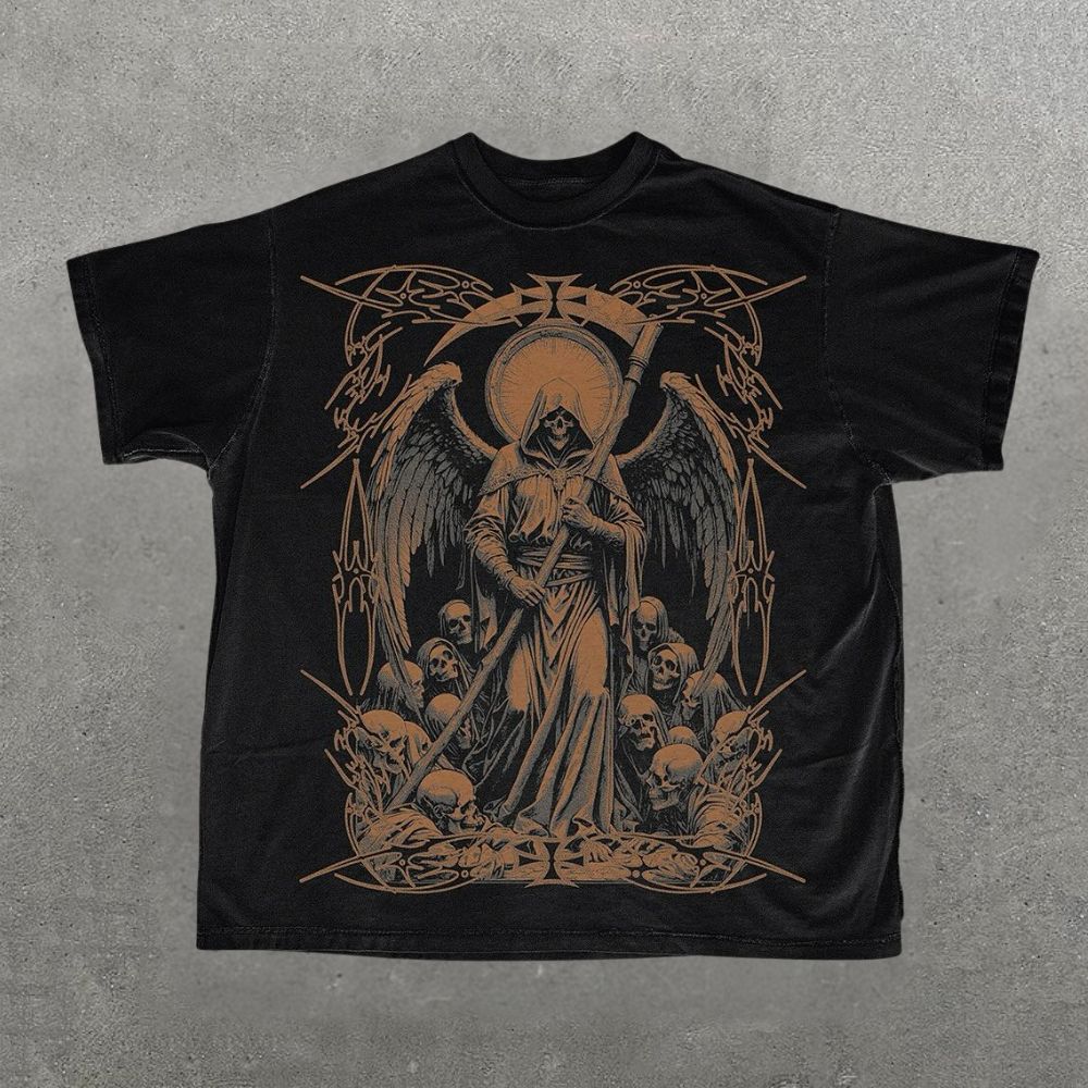 Cross&Skull Print Short Sleeve T-Shirt