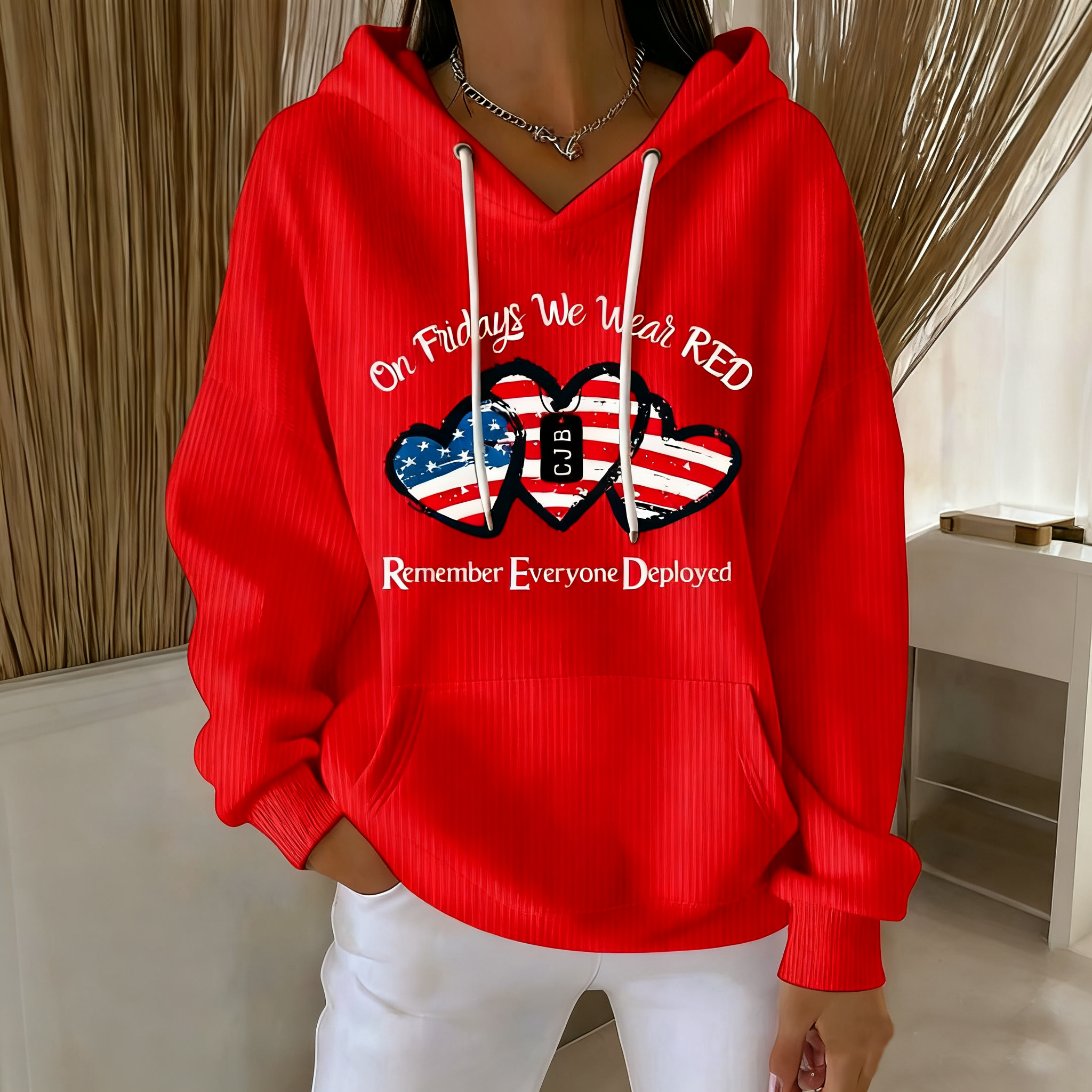 Women's On Fridays We Wear RED  Print Casual Sweatshirt