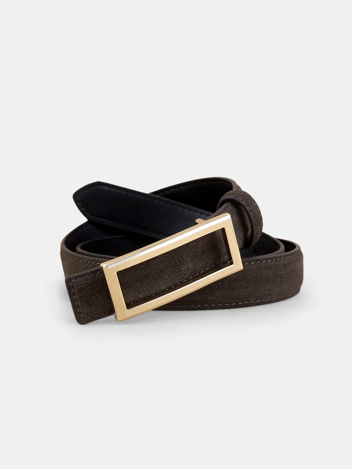 Rectangular Buckle Suede Effect Leather Belt