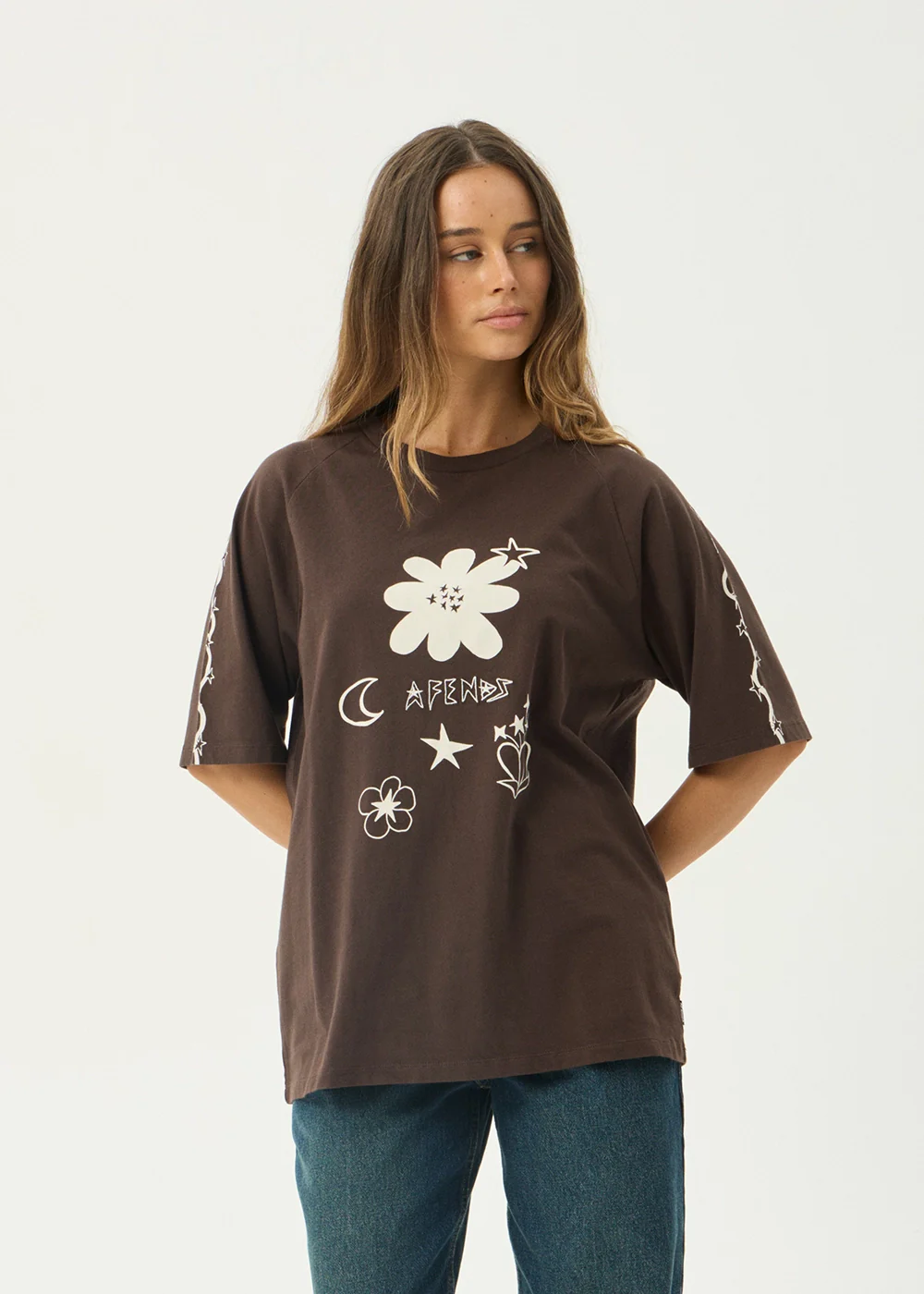 AFENDS Womens Terra - Oversized Raglan Tee - Coffee