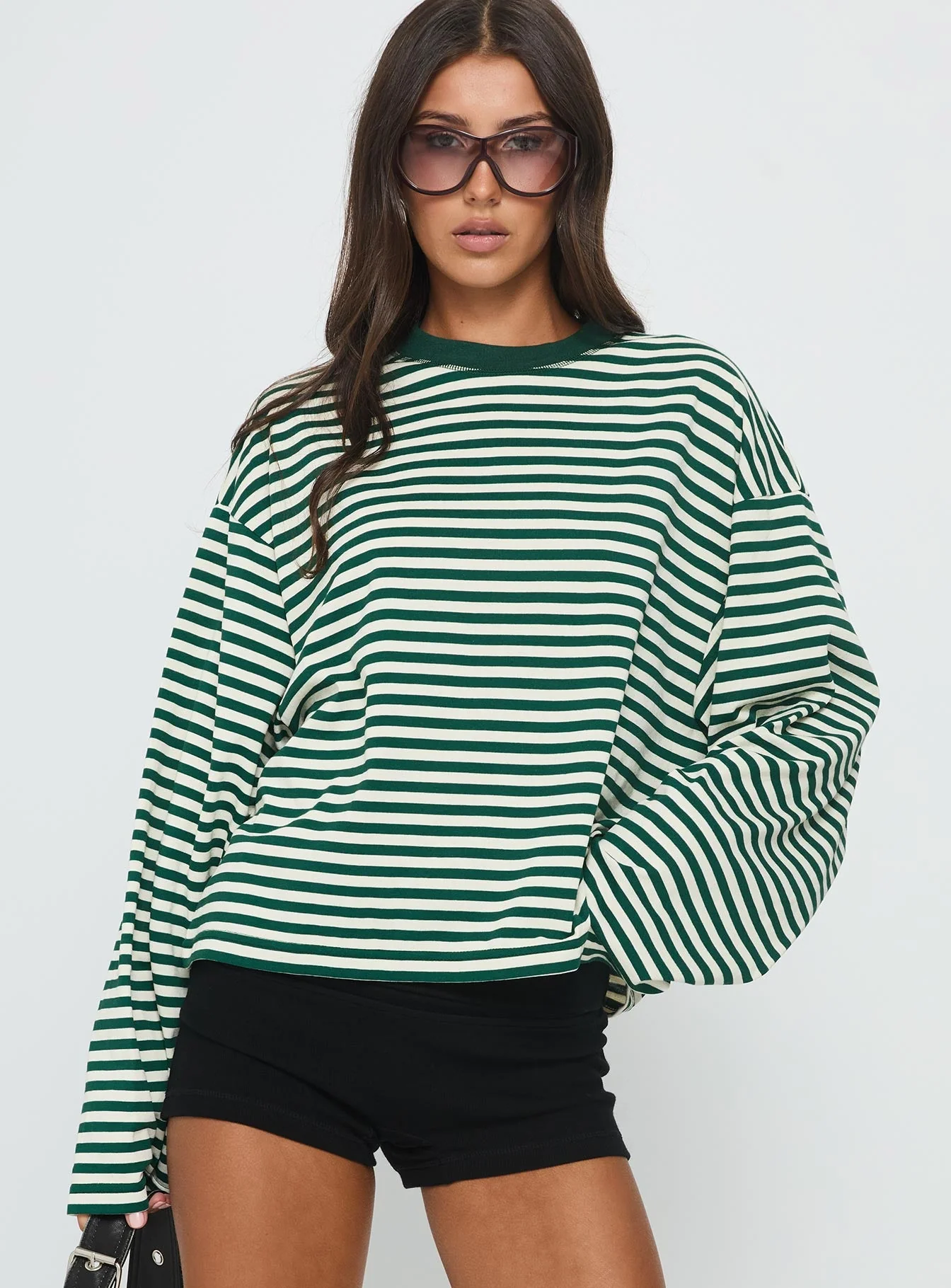 Bloom Long Sleeve Top Moss Stripe