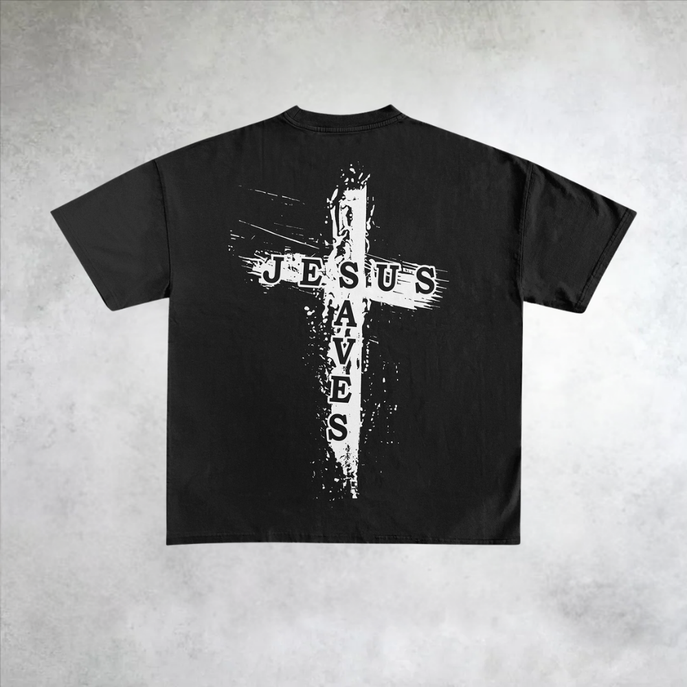 Cross Printed Short Sleeve T-Shirt