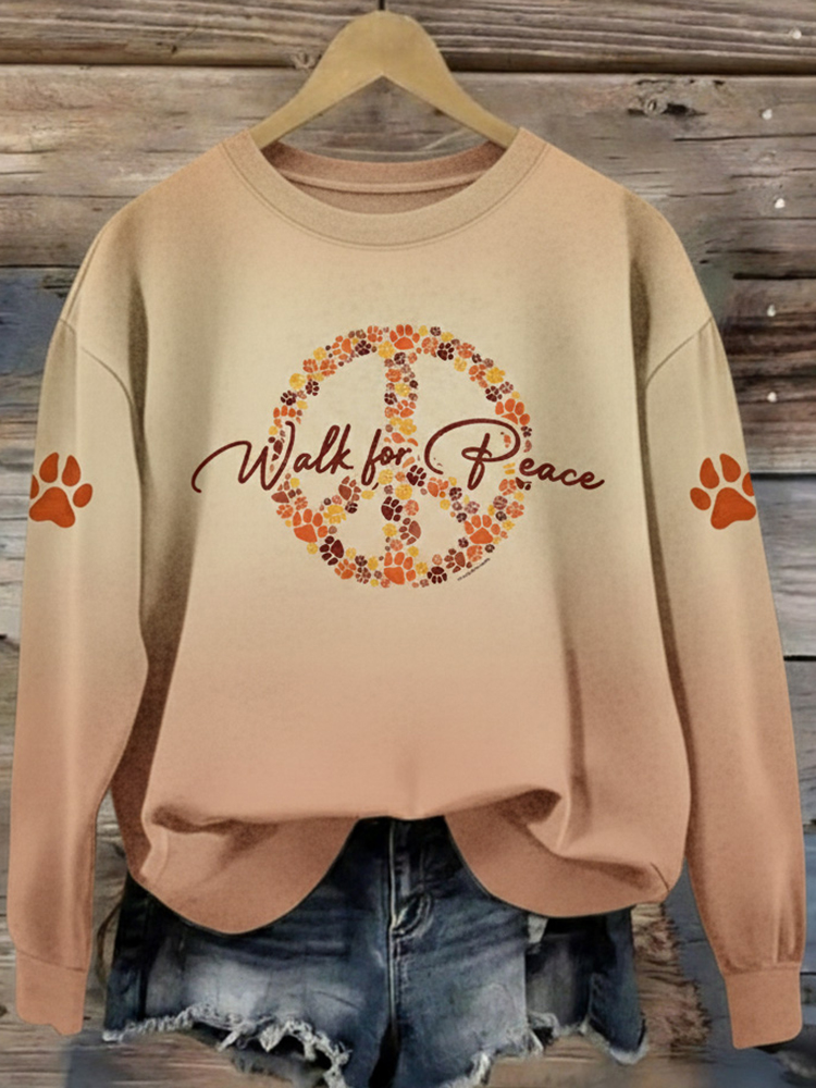 Women's Walk For Peace Art Print Crew Neck Sweatshirt