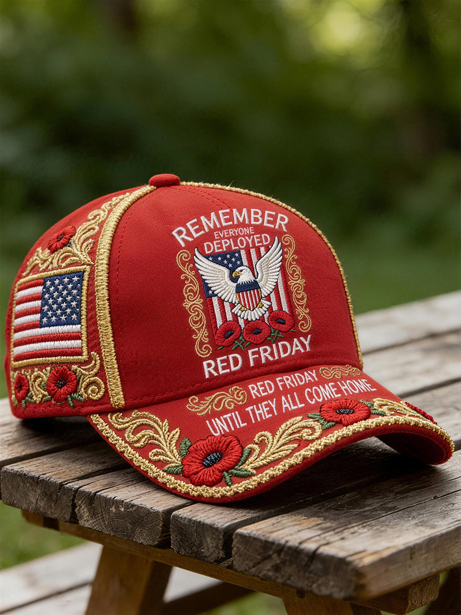 Unisex RED Friday Inspired Embroidery Pattern Hat
