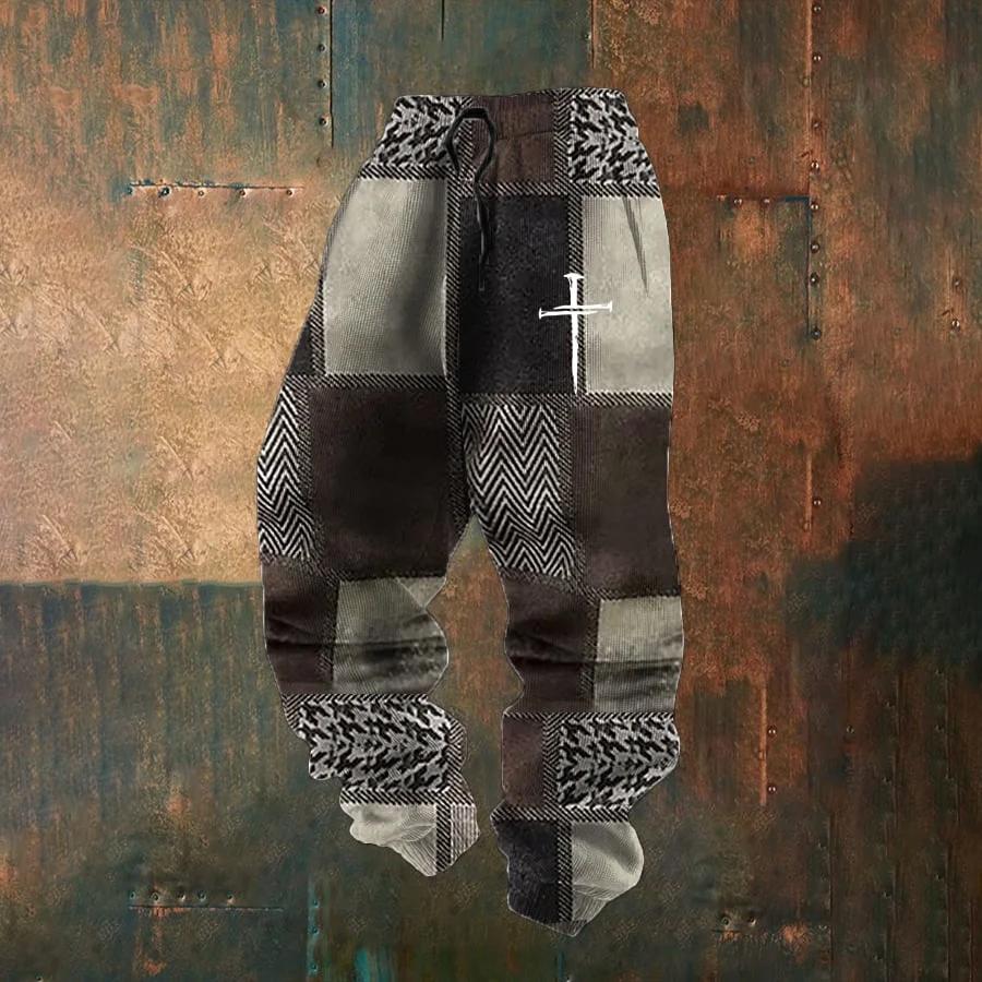 Men's  Print Textured Casual Loose Sweatpants