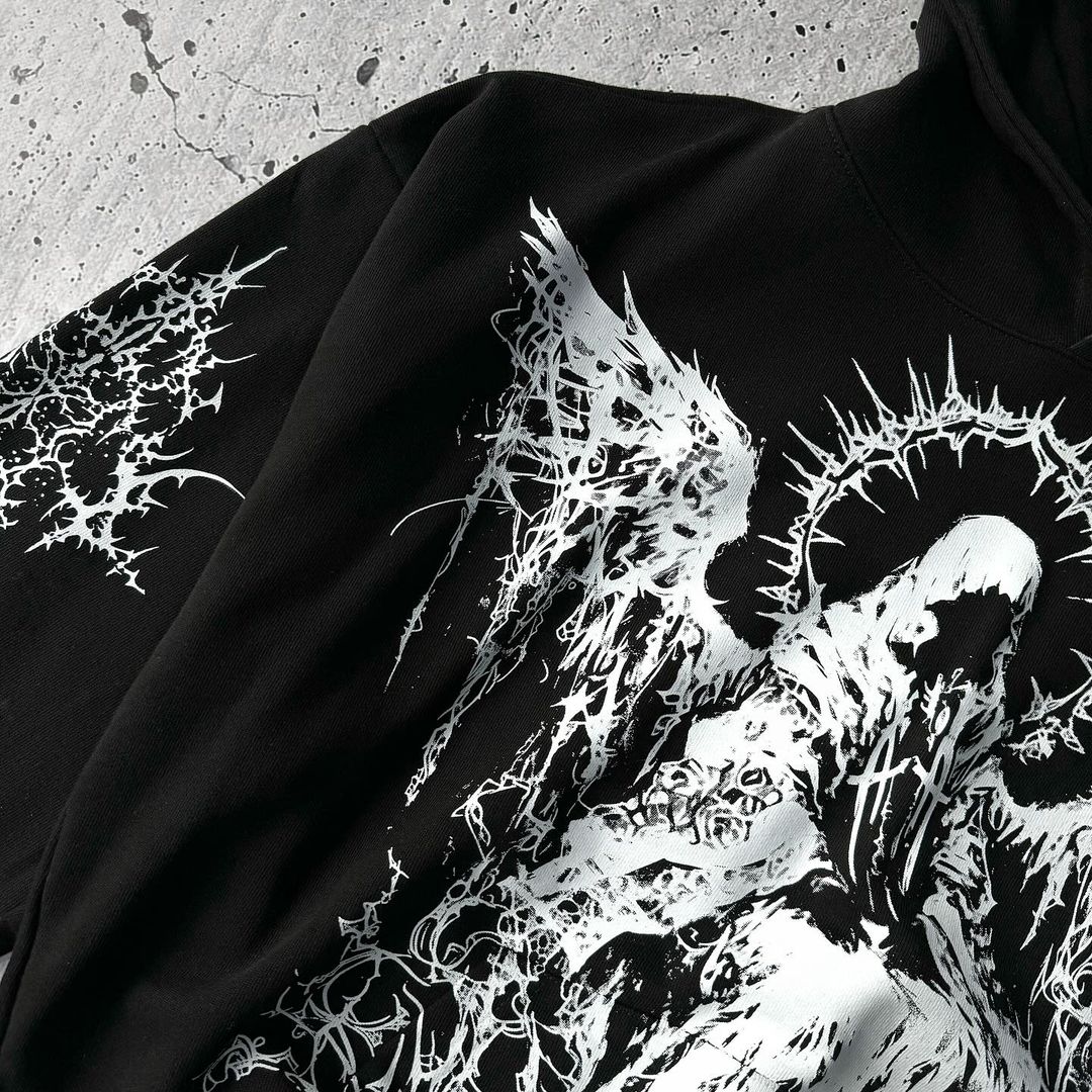 Casual Angel vintage print hoodie