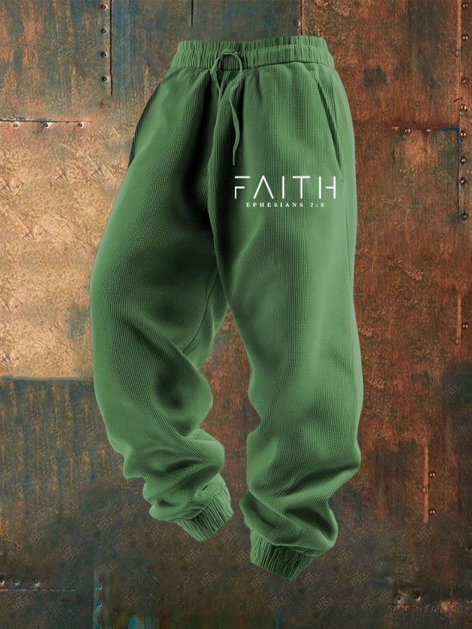 Men's FAITH Print Textured Casual Loose Sweatpants