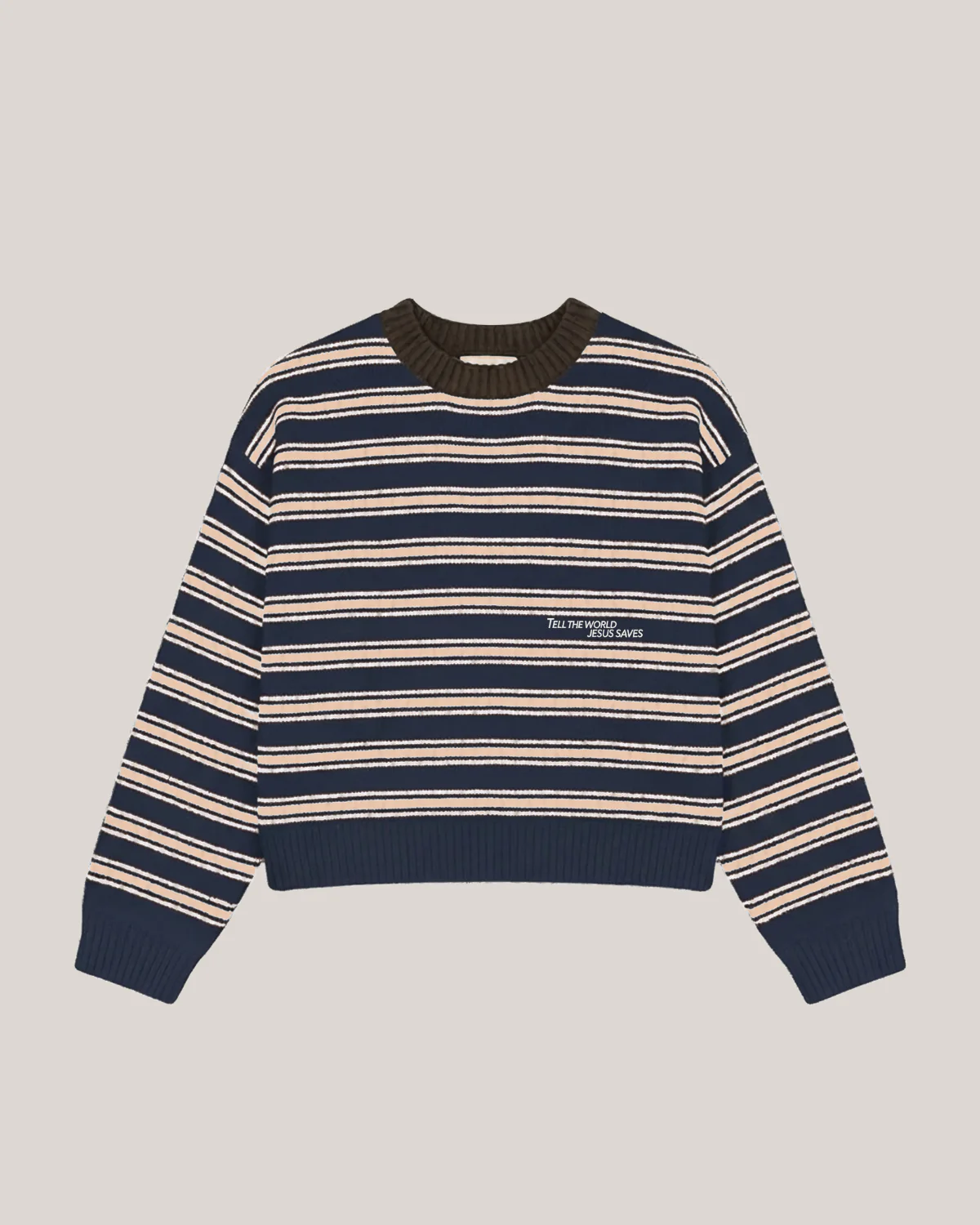 Striped Jesus Saves Knit Sweater
