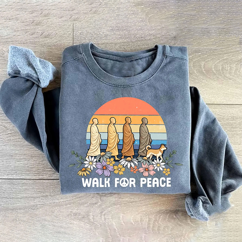 Women's Walk For Peace Print Crew Neck Sweatshirt