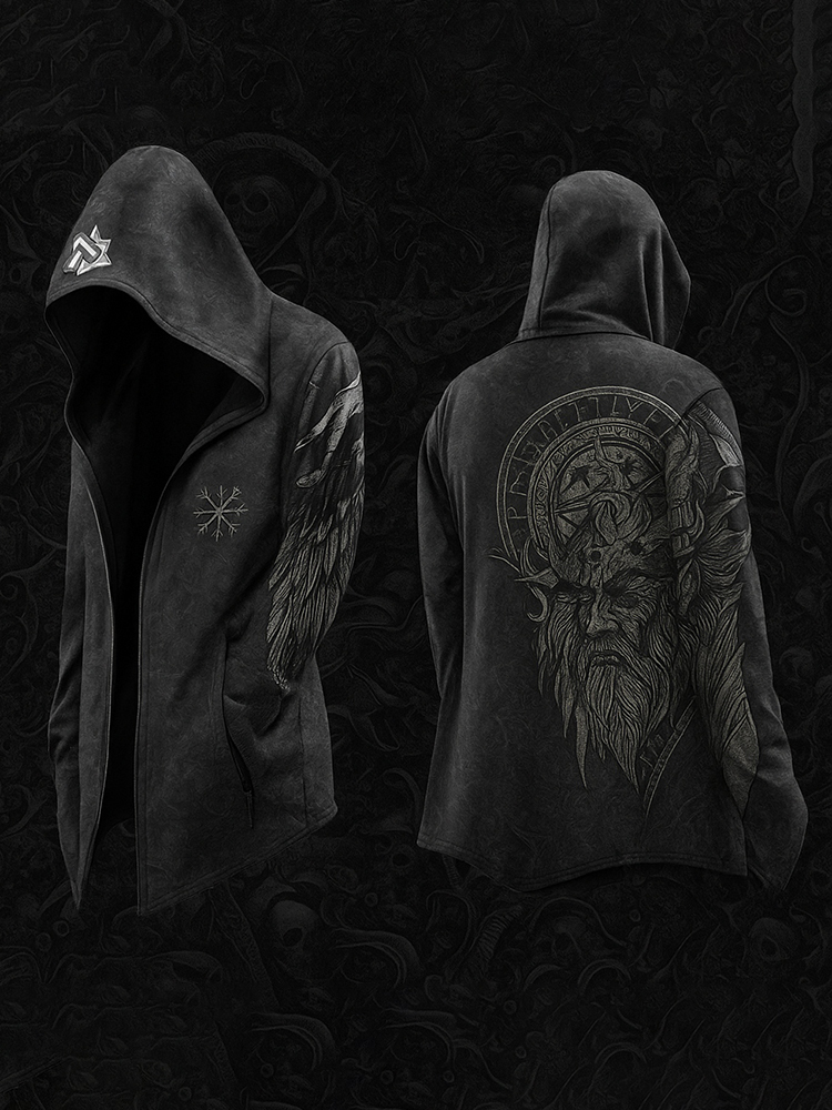 Men's Viking Mythology Odin's Wrath Totem Hooded Jacket