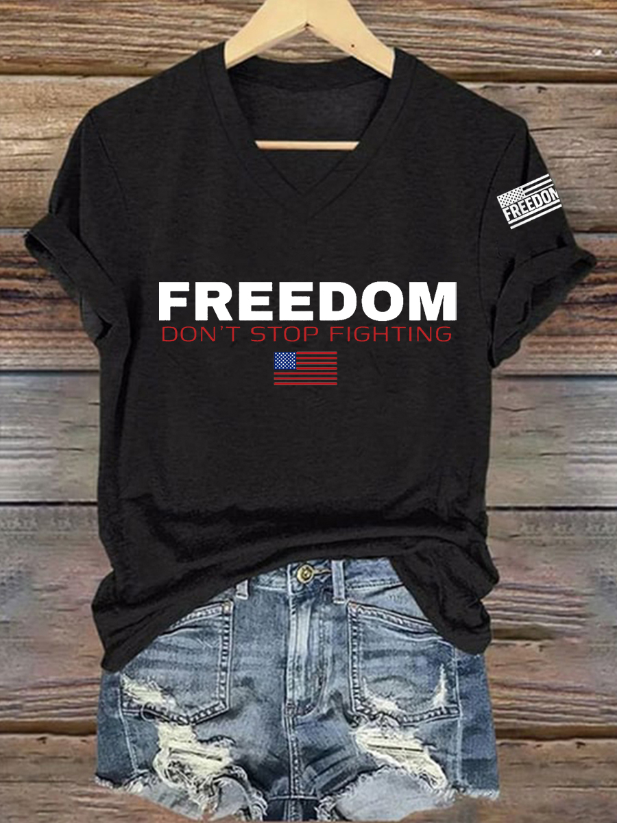 Women's Freedom Don't s Top Fighting R.I.P Charlie Kirk V-Neck Tee