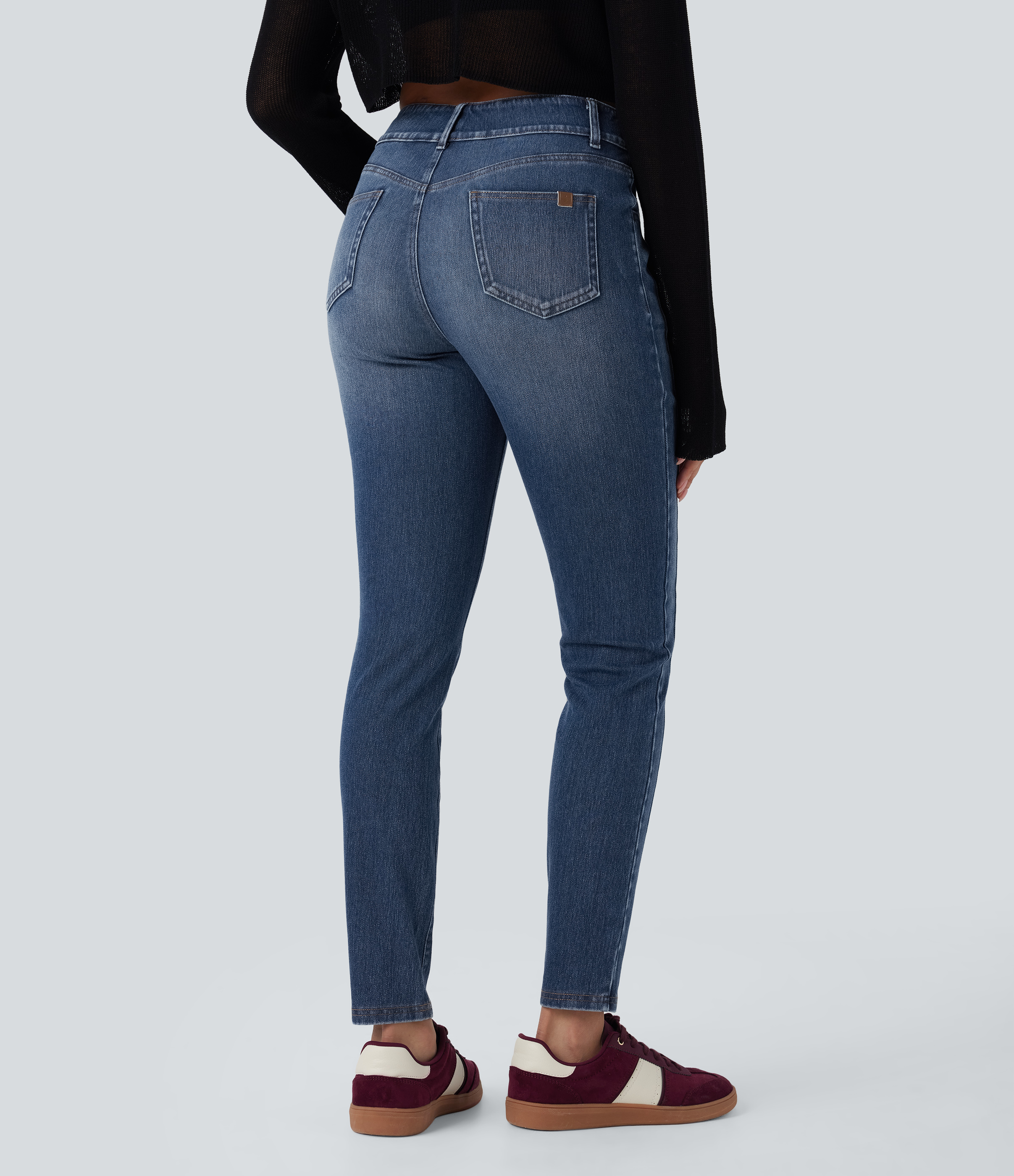 Halara Flex™ Mid Rise Washed Casual Skinny Jeans with Pockets