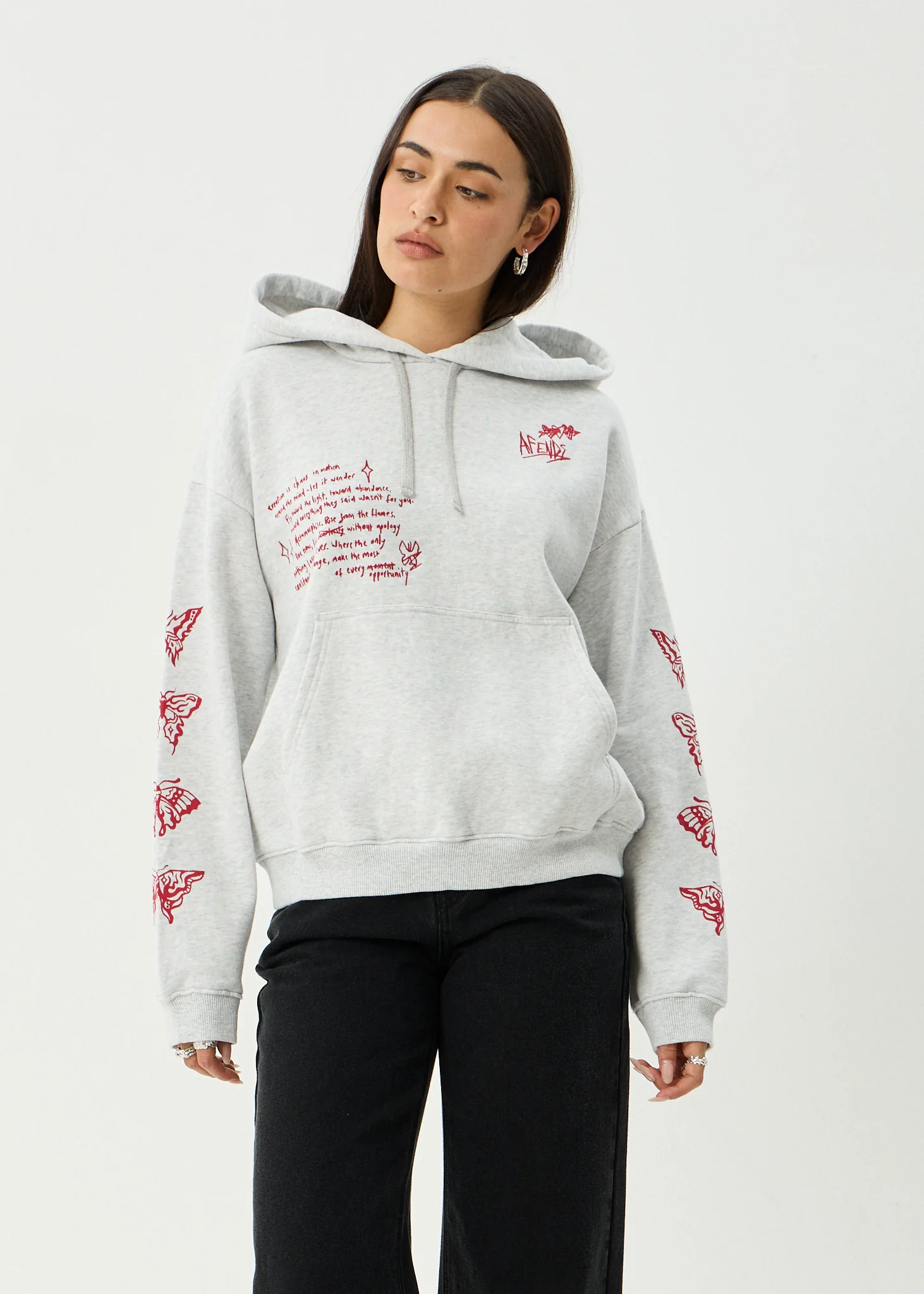 AFENDS Womens Rise - Pull On Hood - Grey Marle
