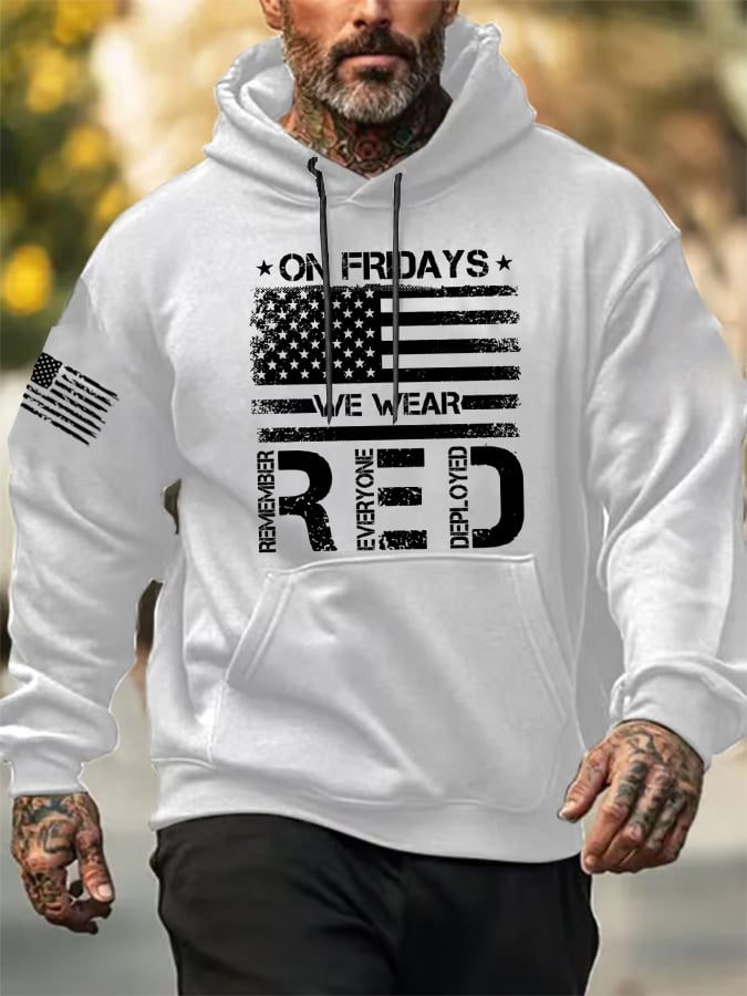 Men's On Friday We Wear Red Printed Hoodie