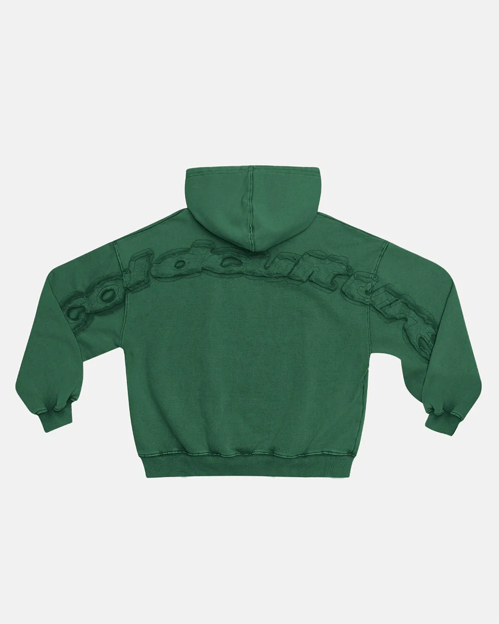 DISTRESS CURVED HOODIE GREEN