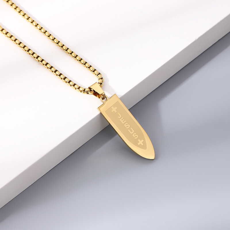 Men's Bullet Shaped JESUS Printed Necklace