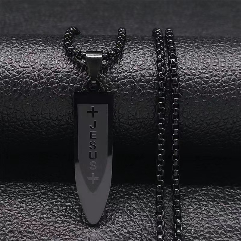 Men's Bullet Shaped JESUS Printed Necklace