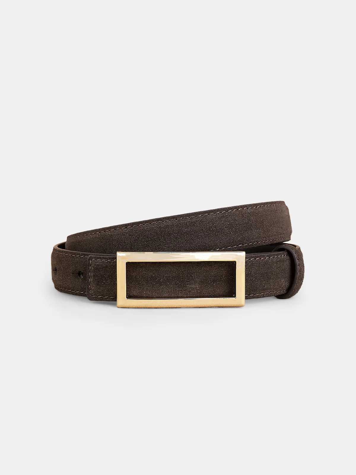Rectangular Buckle Suede Effect Leather Belt