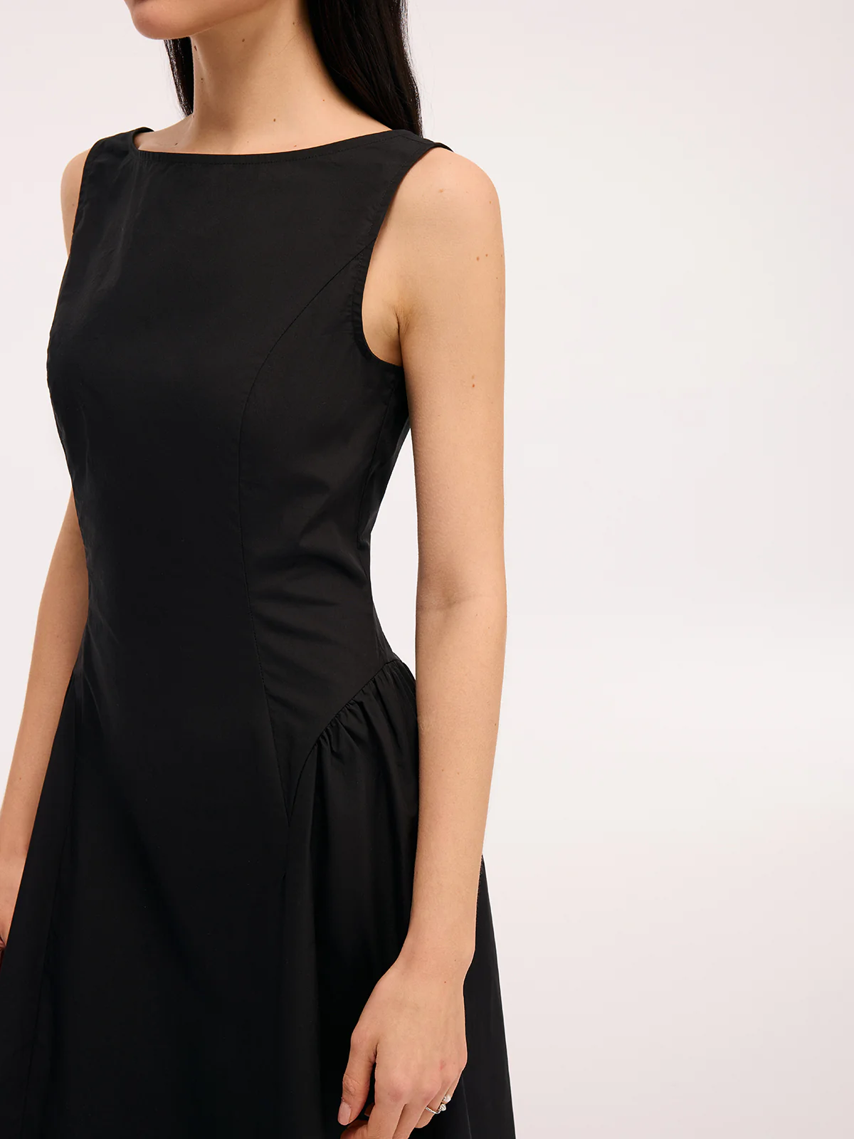 Umbrella Hem Backless Cotton Sleeveless Maxi Dress