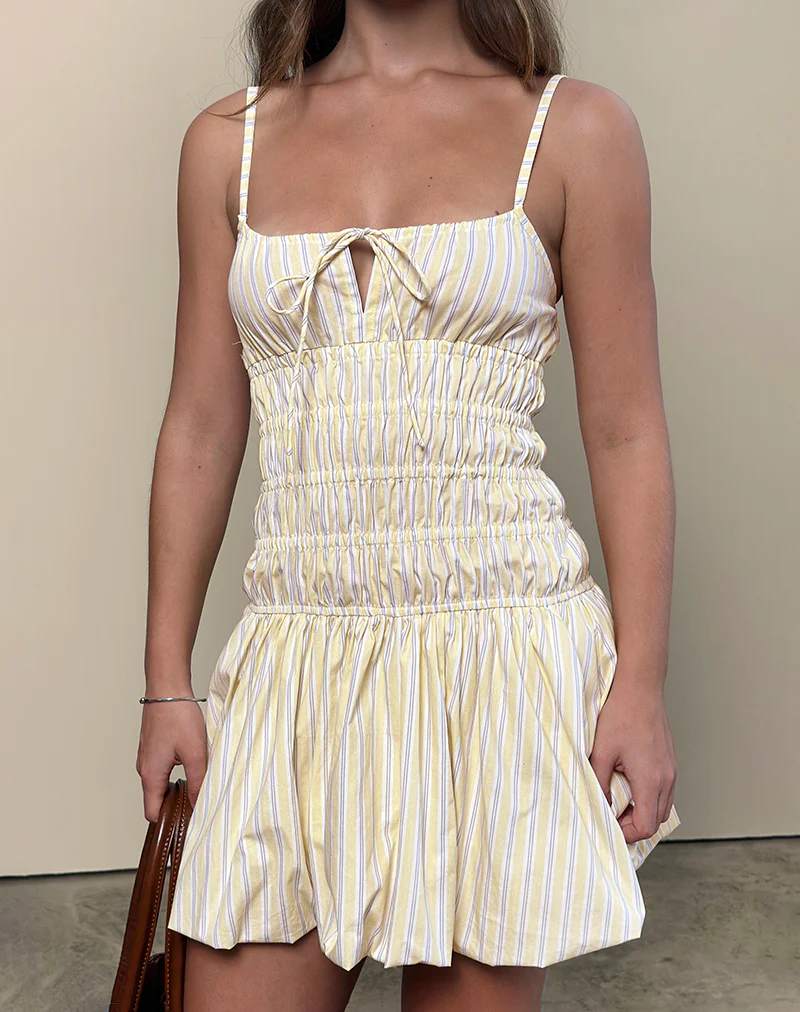 Rasmil Mini Dress in Candy Stripe Yellow