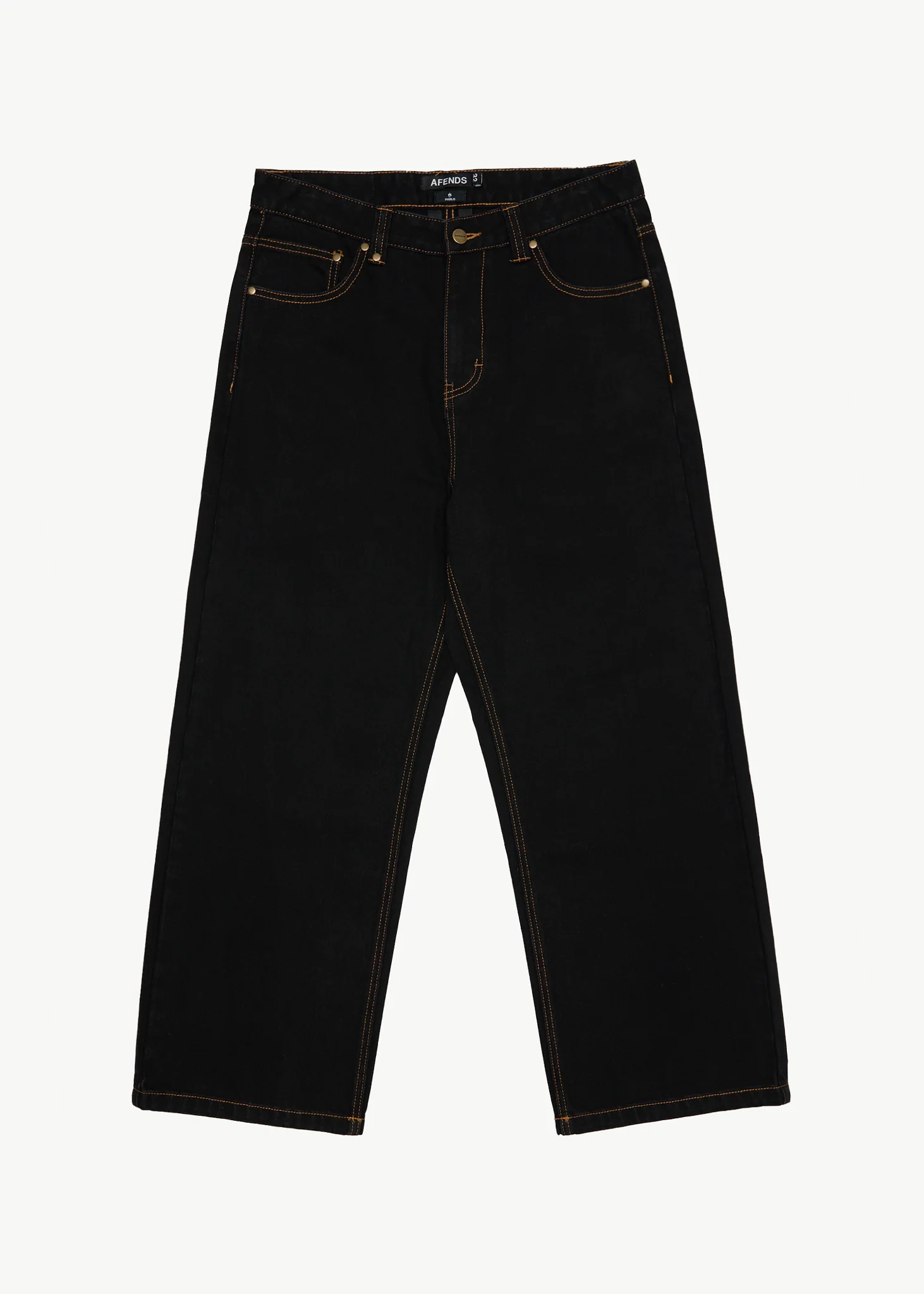 AFENDS Mens Pablo - Denim Baggy Jean - Washed Black
