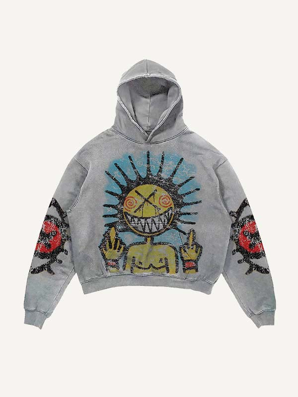 Figure&Gesture Print Slant Pockets Hoodie