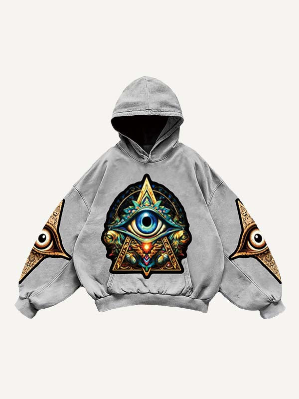 Eye&Graphic Print Slant Pockets Hoodie