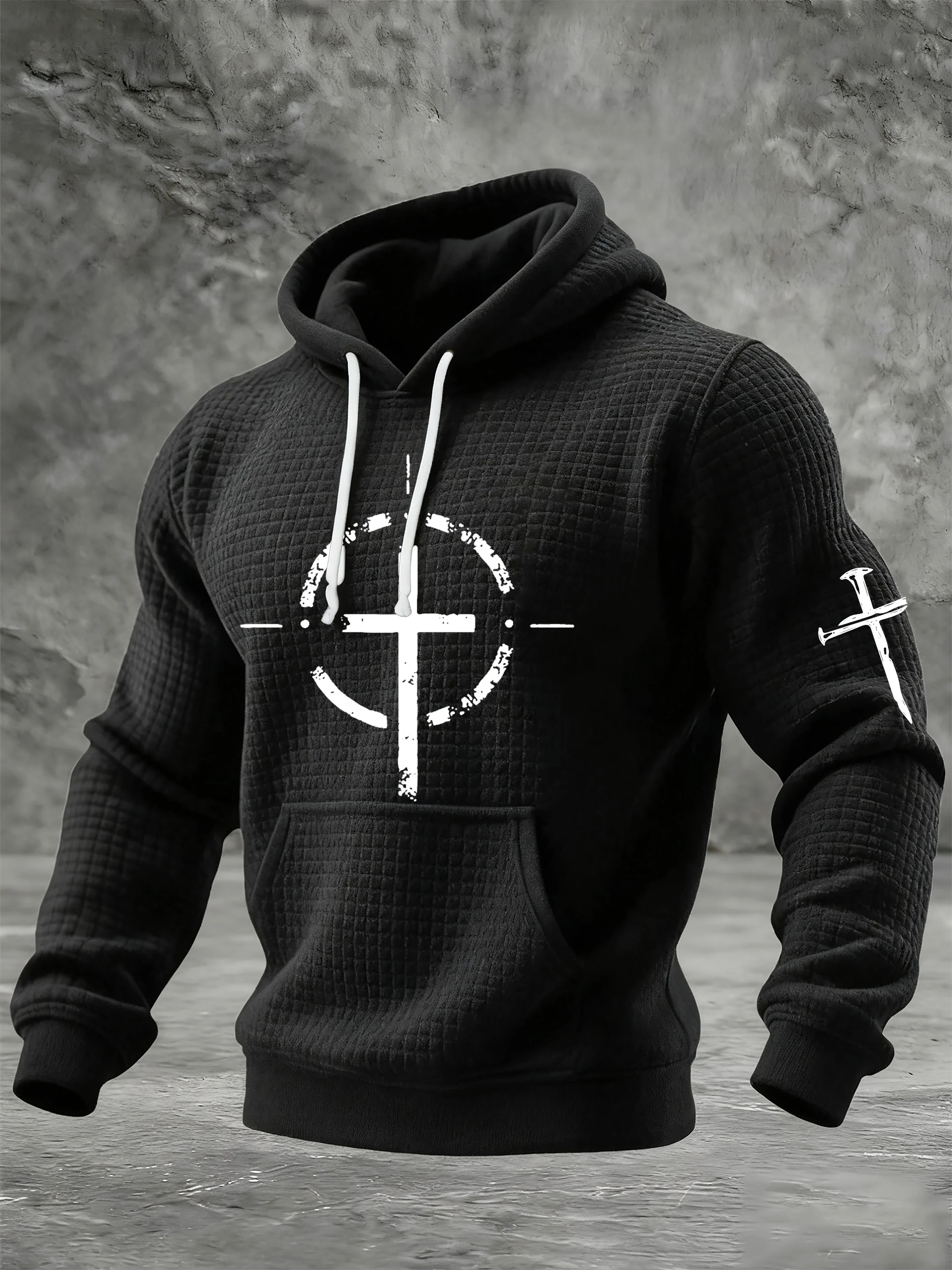 Men's Casual Faith Print Hooded Sweatshirt