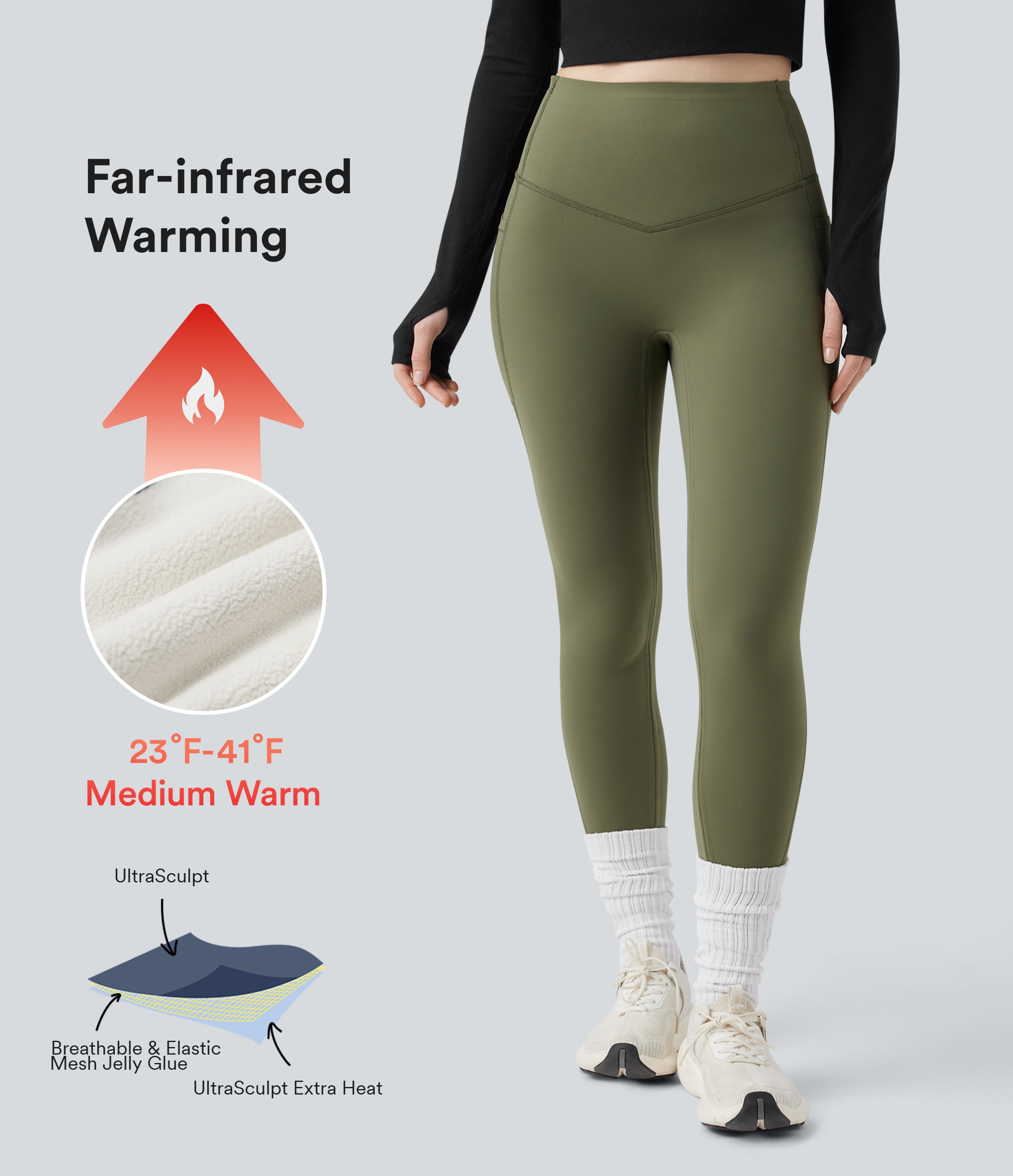 Halara UltraSculpt™ Extra Heat High Waisted Tummy Control Shaping Yoga Leggings with Pockets