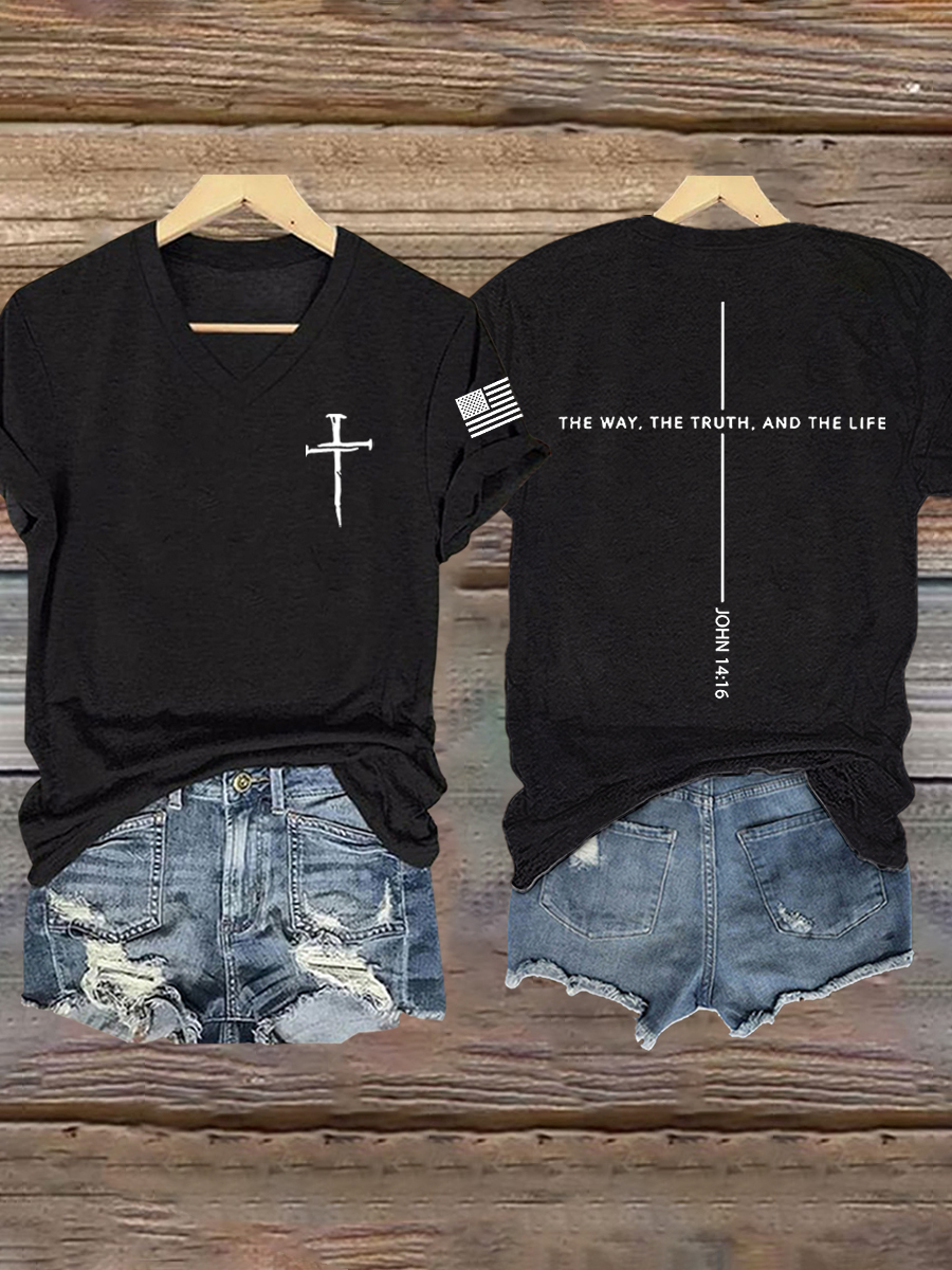 Women's Jesus The Way The Truth The Life John 14:6 Christian Cross Short Sleeve T-Shirt