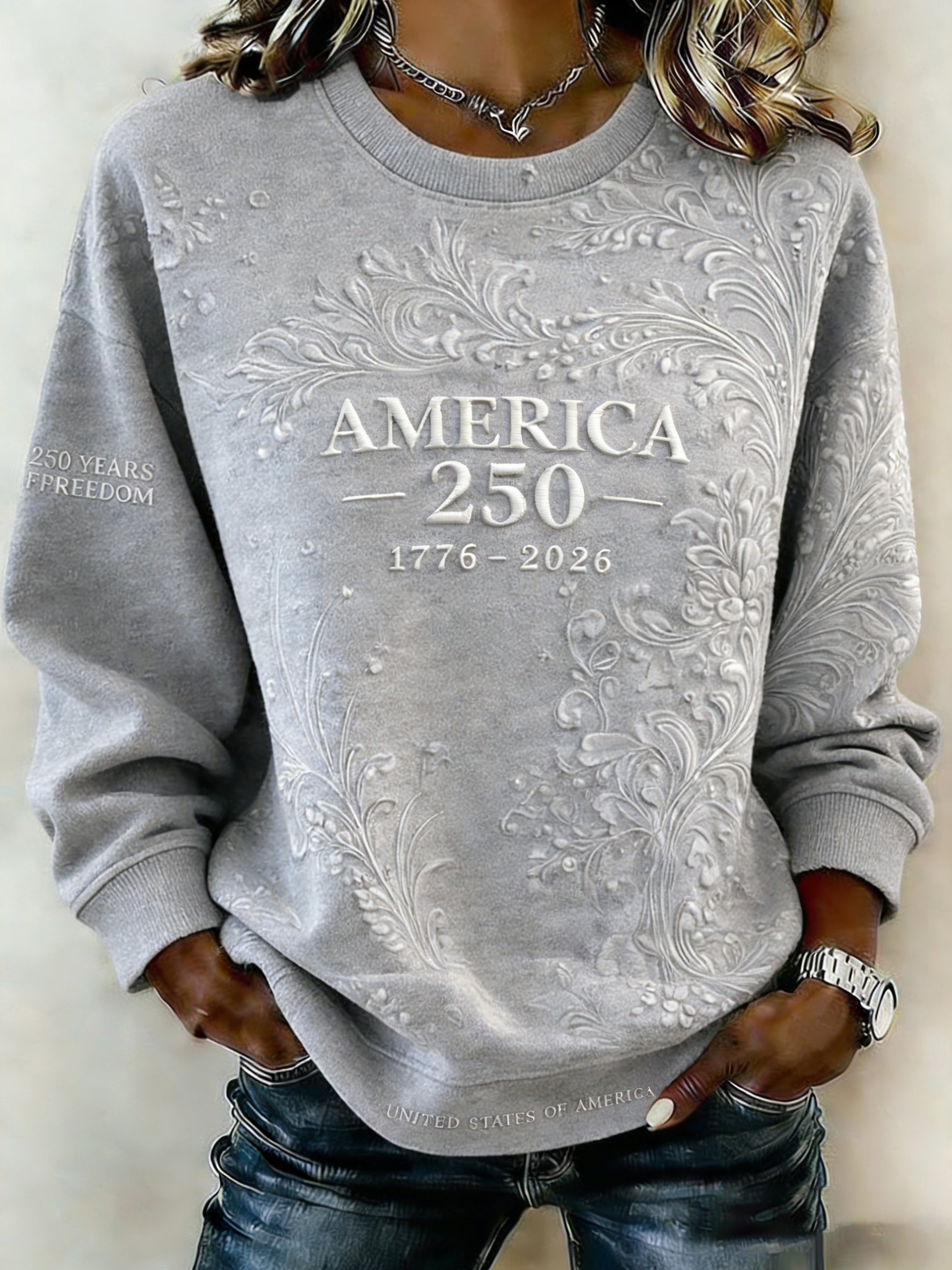 Women'S Casual American 250th Anniversary Printed Sweatshirt
