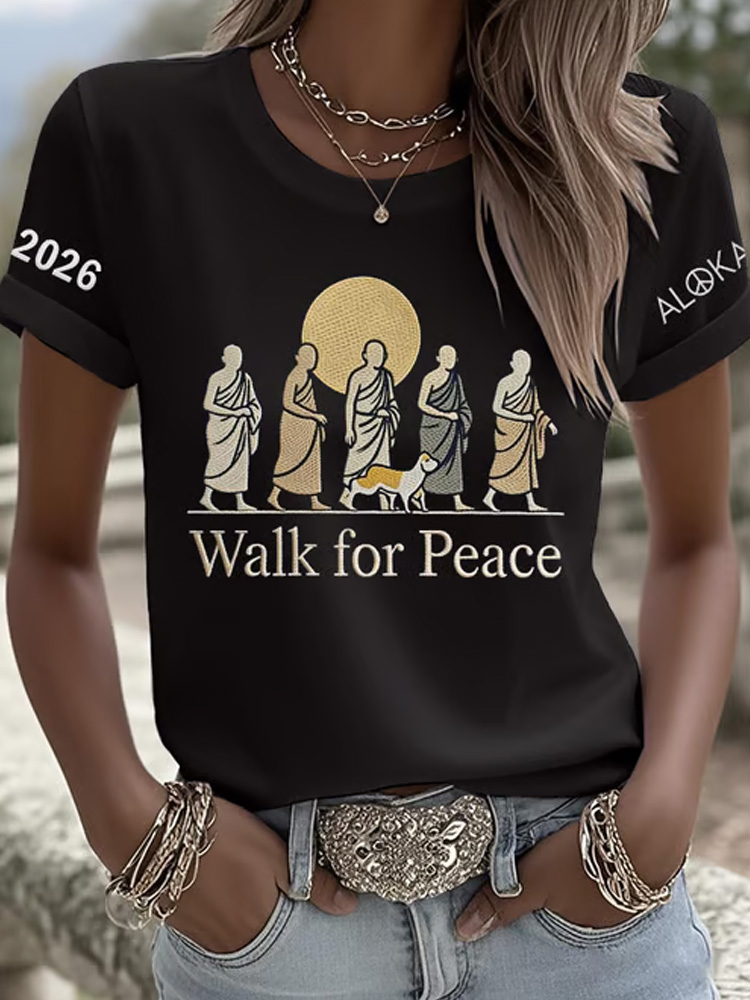 Retro 2026 Walk For Peace Print T-shirt