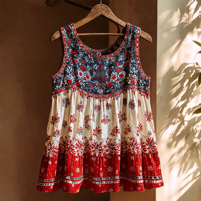 Women's American Flowers Printed Tank Top