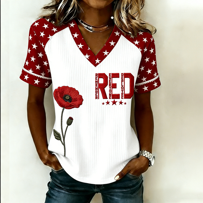 Women's Memorial Day Red Friday Printed T-Shirt