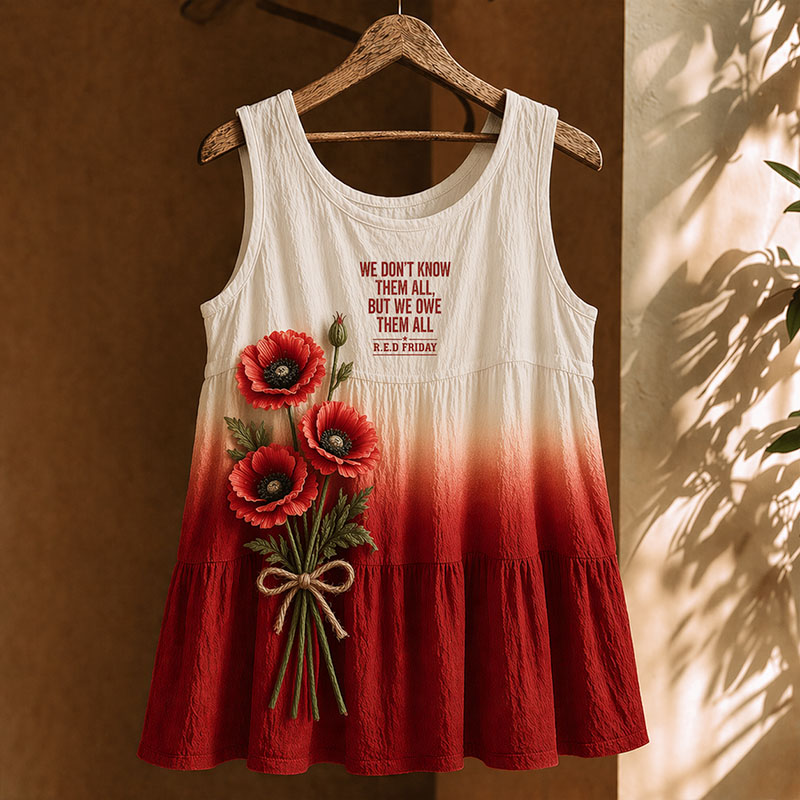 Women's Red Friday Poppy Printed Tank Top