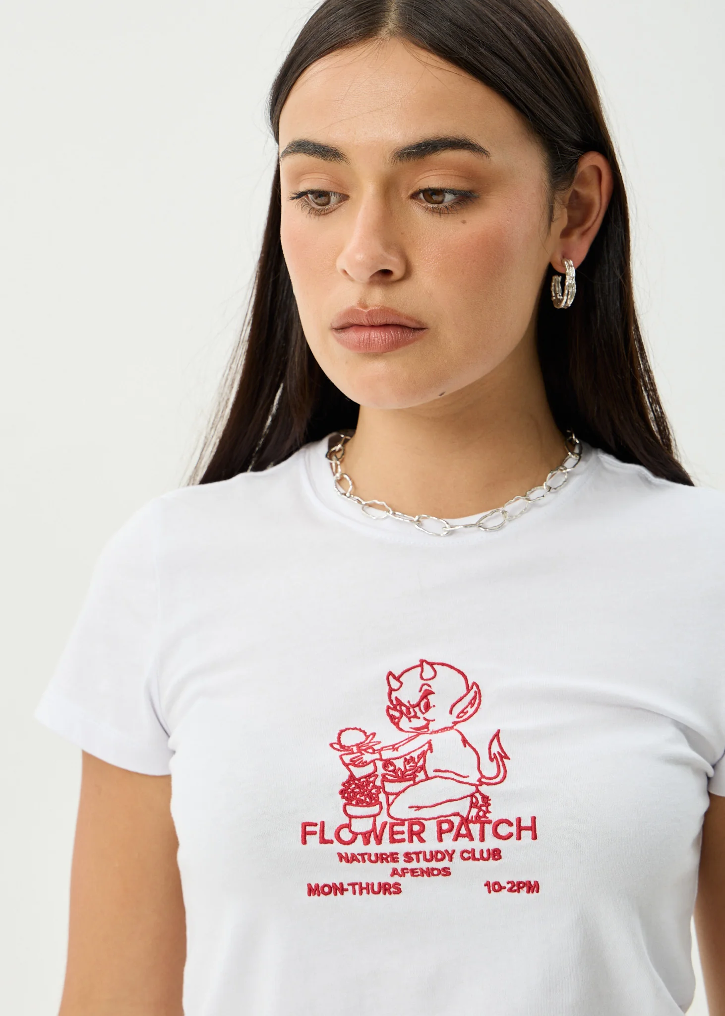 AFENDS Womens Flower Patch - Baby Tee - White