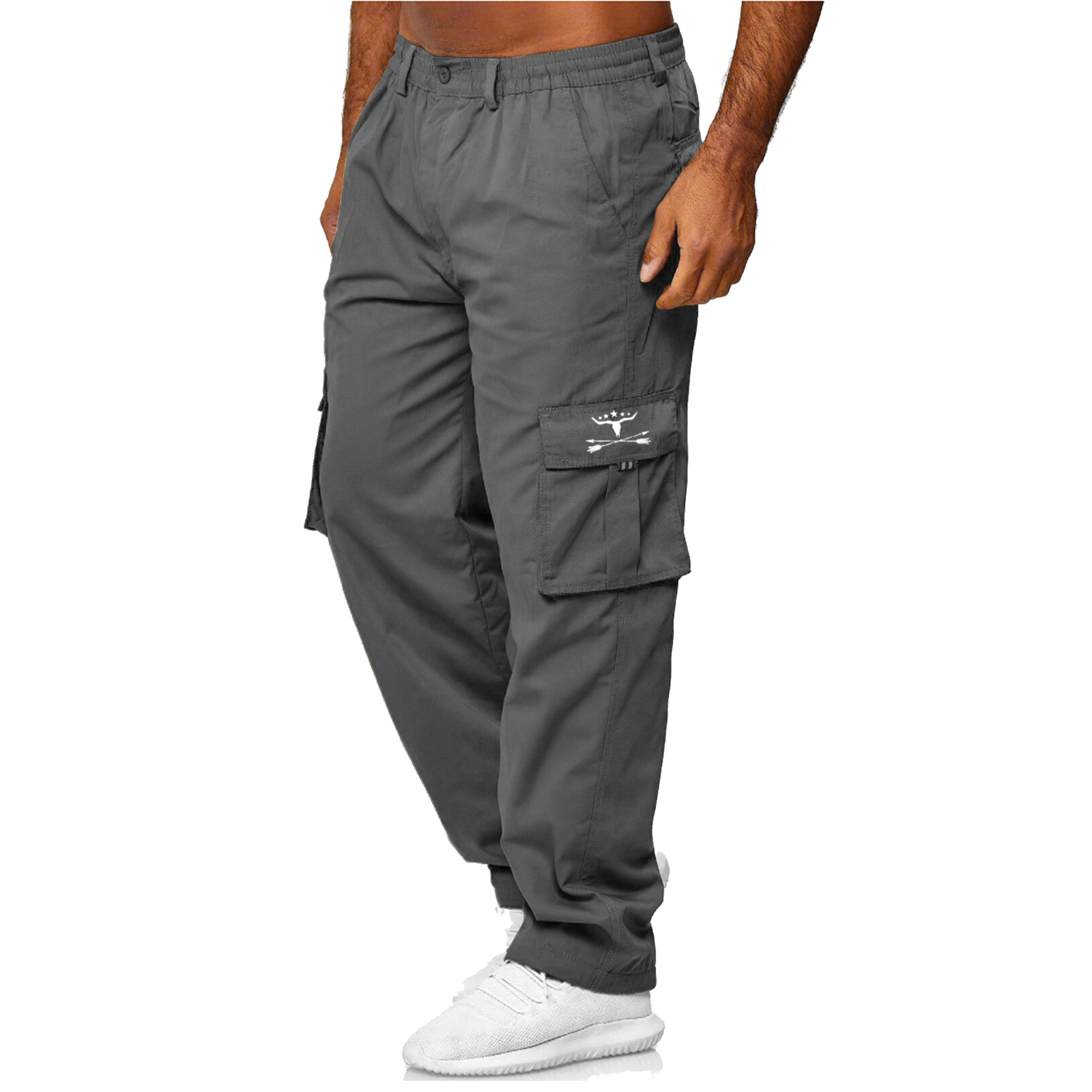 Men's Cargo Pants Cargo Trousers Work Pants Elastic Waist Multi Pocket Straight Leg Plain Work Simple Casual Navy ArmyGreen