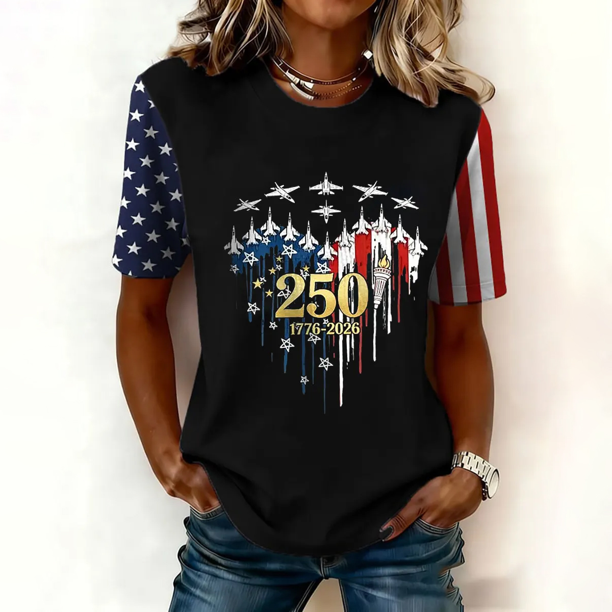 Women's USA 1776-2026 Print Casual T-Shirt
