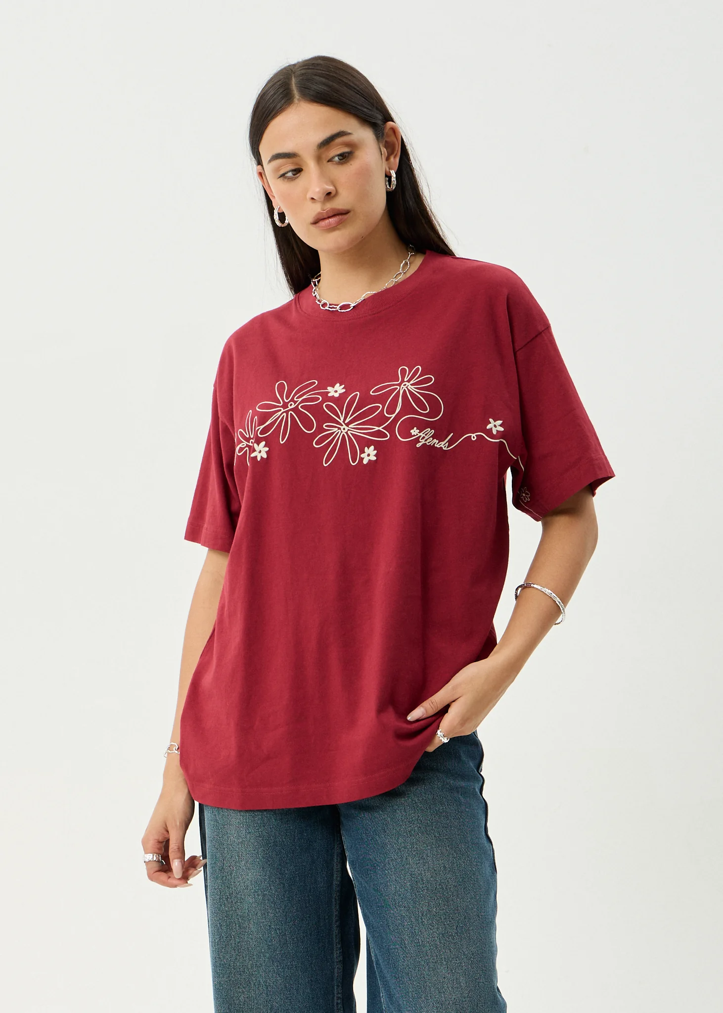 AFENDS Womens Locket - Oversized Tee - Ketchup