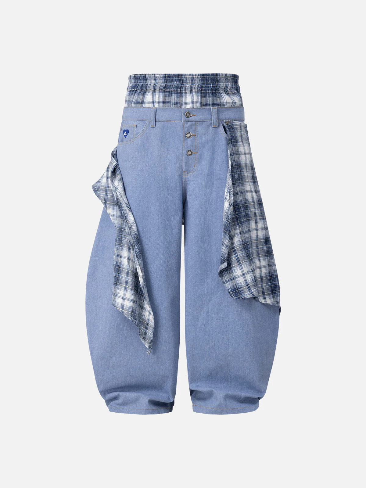 Aelfric Eden Double Waist Plaid Baggy Barrel Jeans