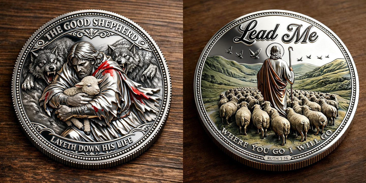 🏆Flash Sale 60% OFF -“The Good Shepherd – Lead Me” Faith Commemorative Coin ✝️🐑