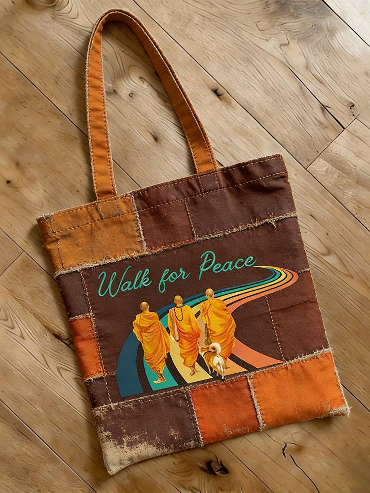 Walk For Peace Art Patchwork Print Tote Bag