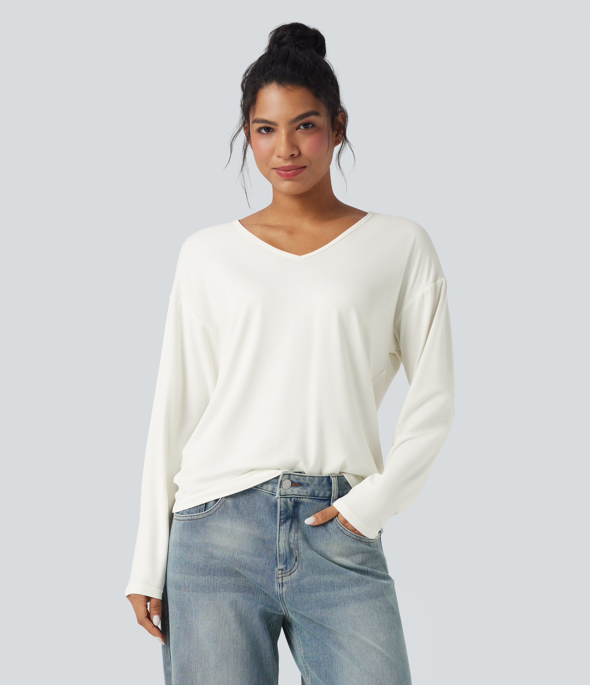 V-neck Long Sleeve Casual Top