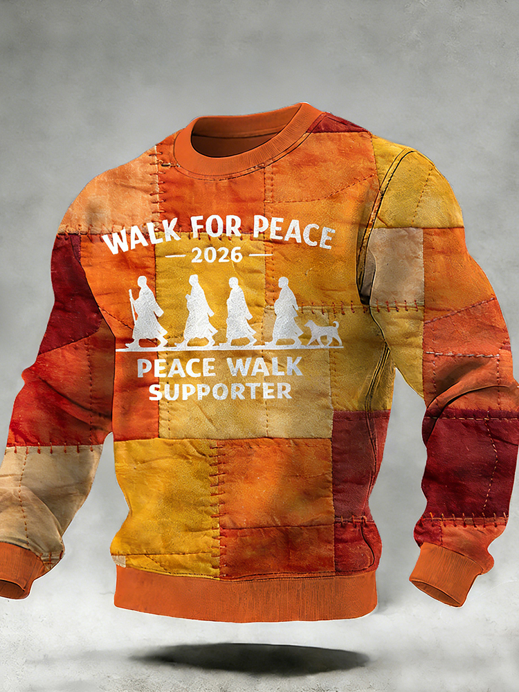 Men's Walk For Peace Monks With Aloka Dog Patchwork Sweatshirt